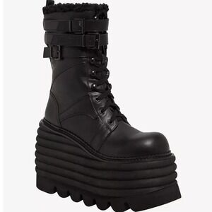 Killstar x kihillist blackplatfrom chunky boots goth alternative size 9
